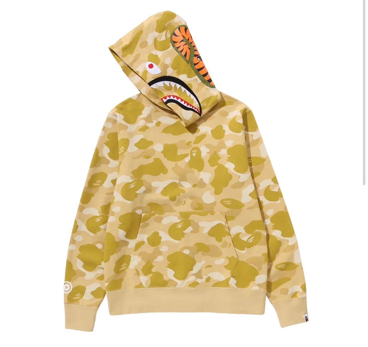 A BATHING APE MEN COLOR CAMO SHARK PULLOVER HOODIE (YELLOW)